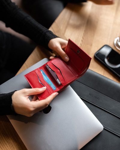 "ROLL" WALLET, ECO LEATHER, RED