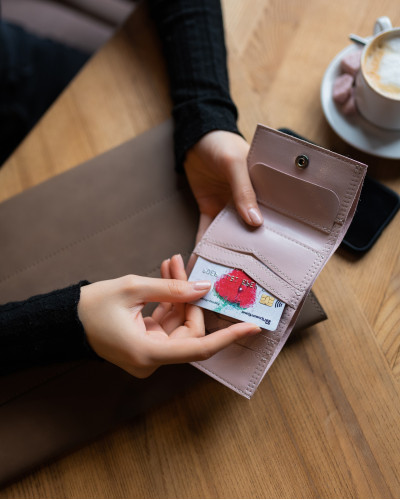 "ROLL" WALLET, ECO LEATHER, POWDER PINK