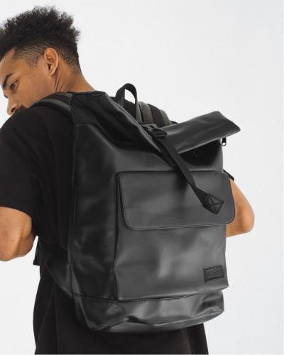 "ROLLTOP 2"ECO-LEATHER, BLACK