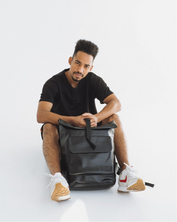 "ROLLTOP 2"ECO-LEATHER, BLACK