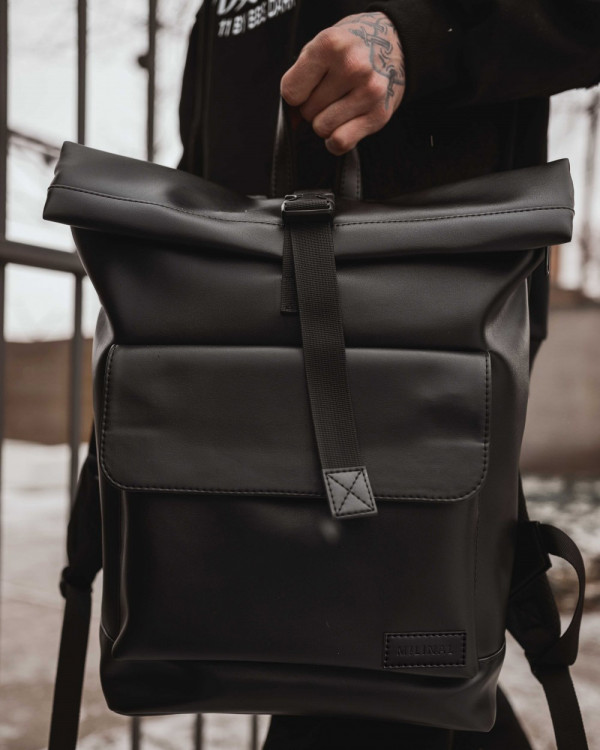 "ROLLTOP 2"ECO-LEATHER, BLACK