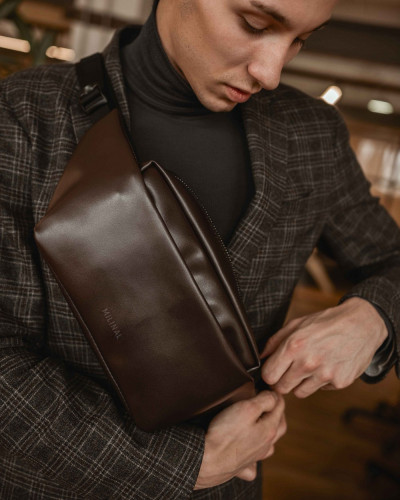 "CROSS-TOWN"ECO-LEATHER,BROWN