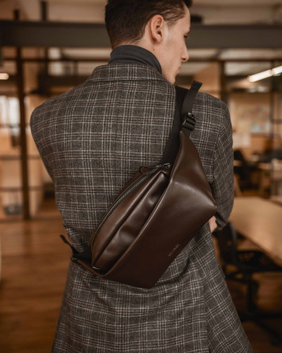 "CROSS-TOWN"ECO-LEATHER,BROWN