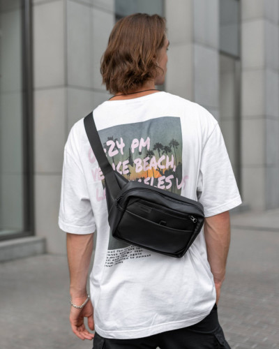 "HIP PACK LARGE" ÖKO-LEDER, SCHWARZ