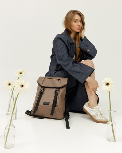 "SHUTTLE ROLL MINI" ECO-LEATHER, BEIGE