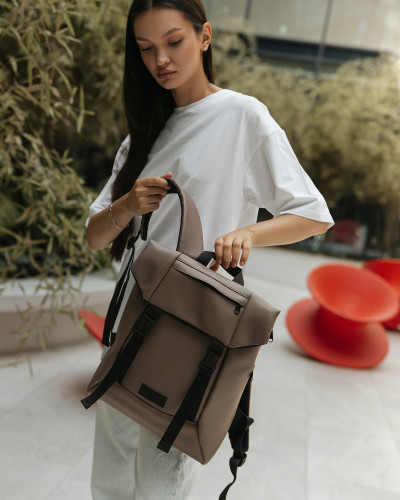 "SHUTTLE ROLL MINI" ECO-LEATHER, BEIGE