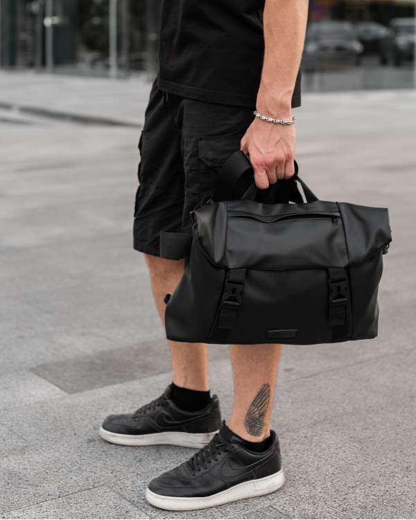 "SHUTTLE MESSENGER ROLL" ECO-LEATHER,BLACK