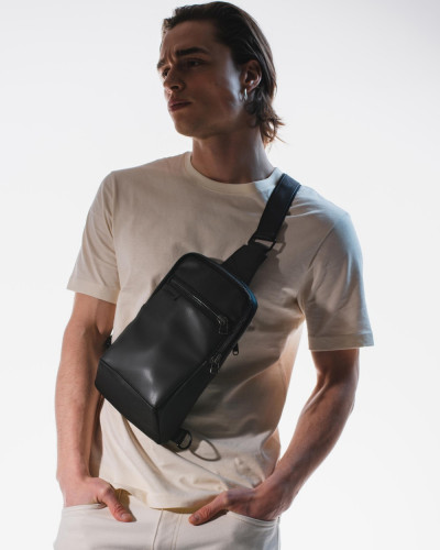 "SHUTTLE UNO BAG" ECO LEATHER, BLACK