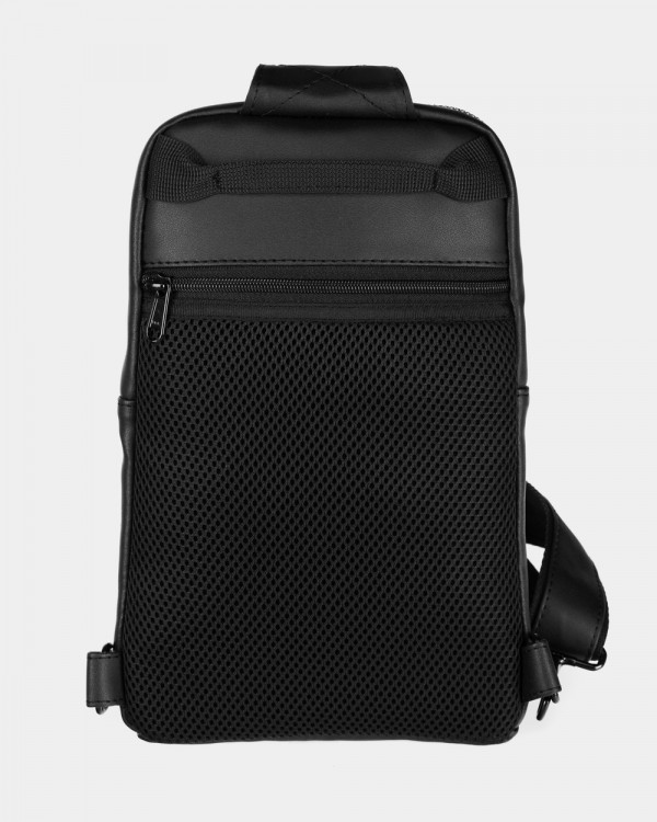 "SHUTTLE UNO BAG" ECO LEATHER, BLACK