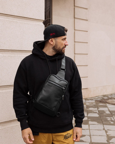 "SHUTTLE UNO BAG" ECO LEATHER, BLACK