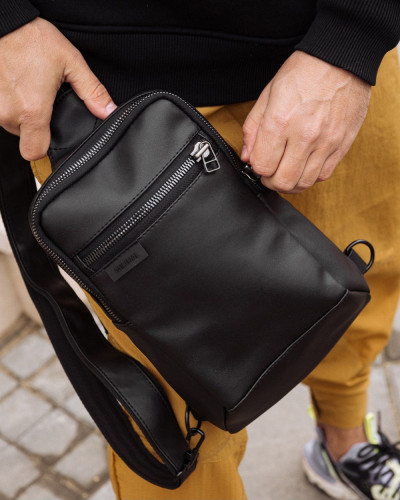 "SHUTTLE UNO BAG" ECO LEATHER, BLACK