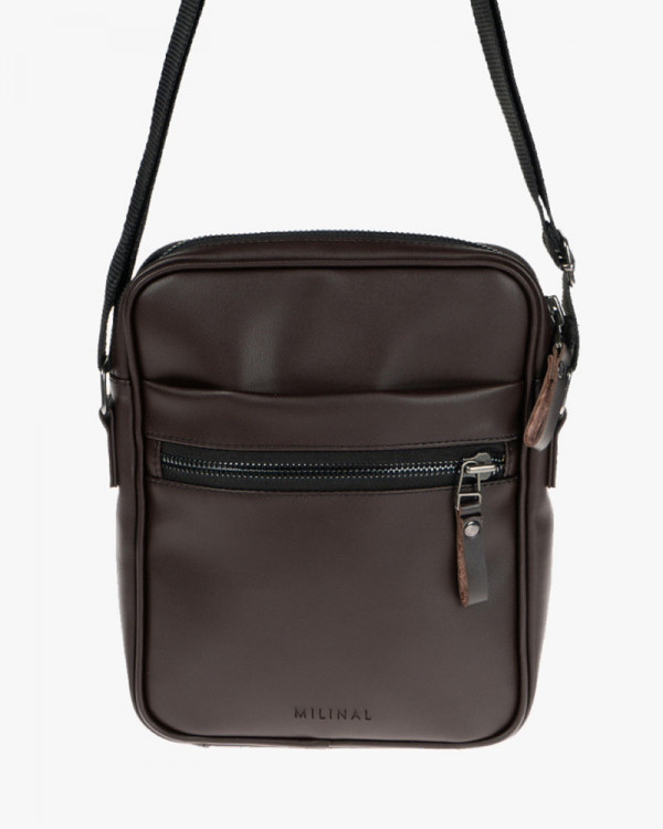 MESSENGER "LARGE" ECO-LEATHER,BROWN